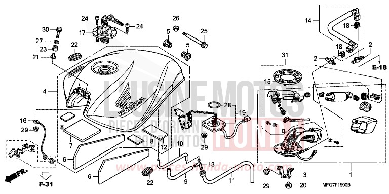 KRAFTSTOFFTANK von Hornet ABS PEARL NIGHTSTAR BLACK (NHA84) von 2009